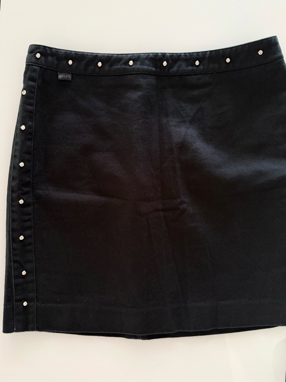Ralph Lauren Women’s Black Studded Denim Mini Skirt - Size 2 - EUC - 100% Cotton - Picture 12 of 13